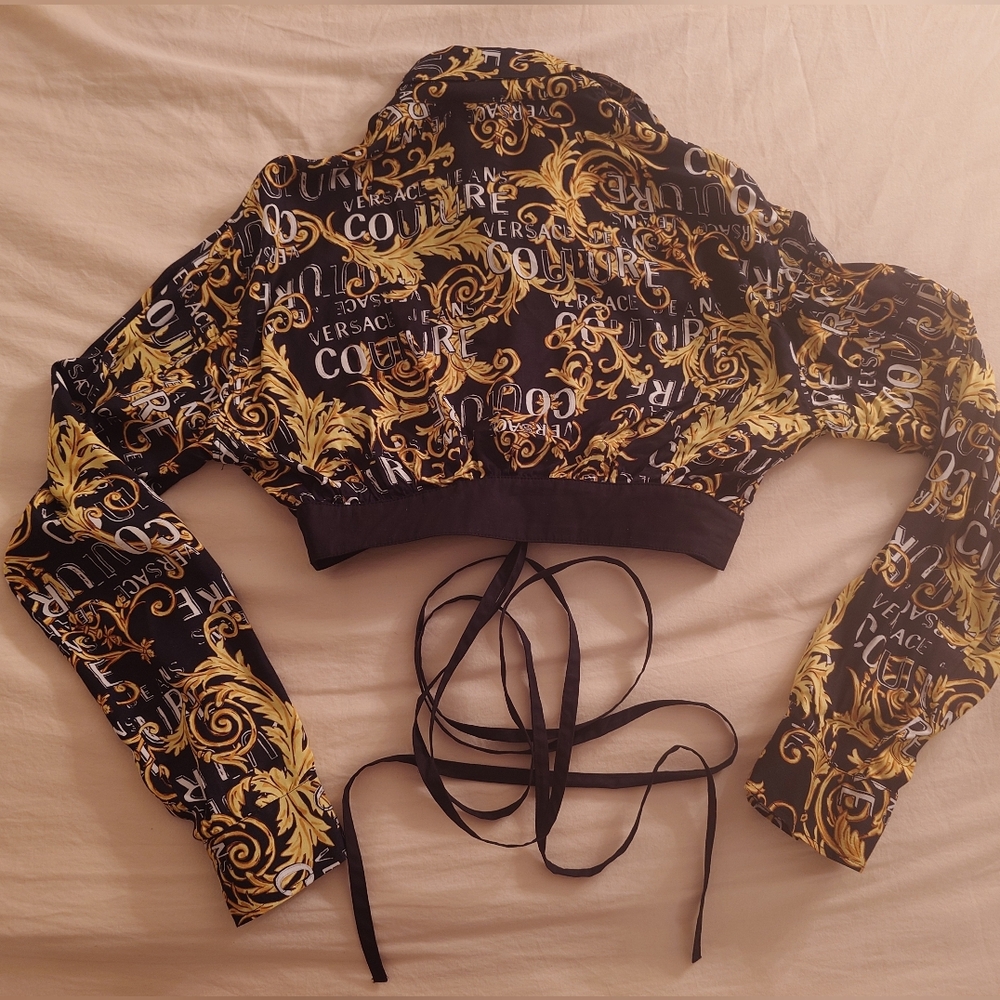NWOT Logo Baroque VERSACE Cropped Shirt Jacket Bolero XS, S / 40 Barocco Print - Picture 7 of 13